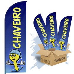 Wind Banner Dupla Face 3mt Completo Chaveiro Kit C/ 3unds