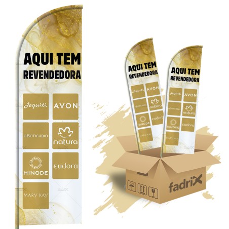 Wind Banner Dupla Face 3mt Aqui tem Revendedora Kit C/ 2unds