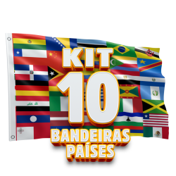 Bandeira Países 1,50 x 0,90 m - Kit C/ 10unds