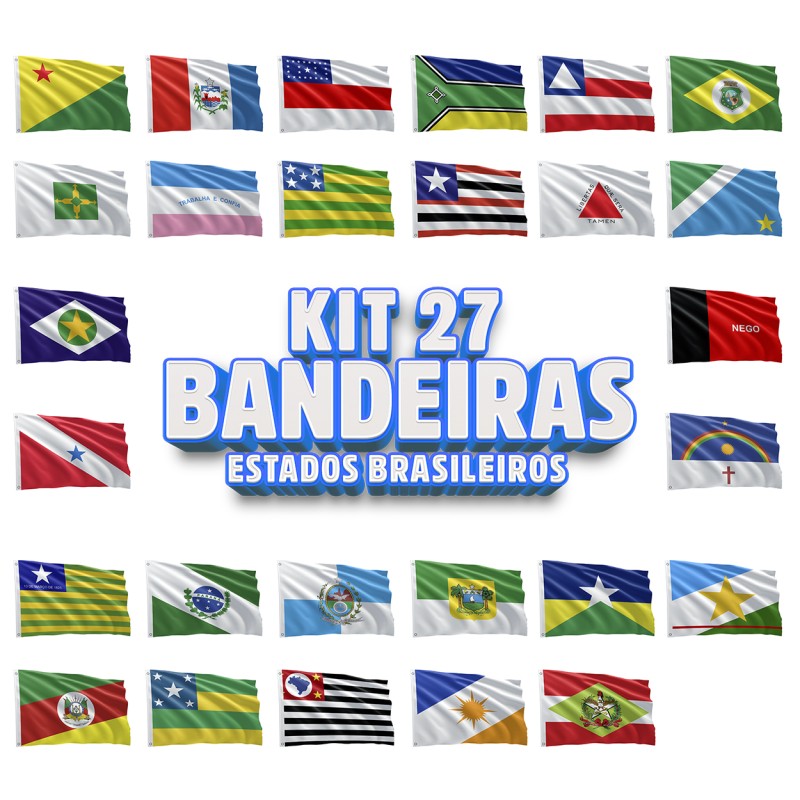Kit C/ 27 Bandeiras Dos Estados Brasileiros 1,50 X 0,90 M